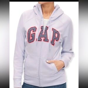 GAP Women Classic Fleece Arch Logo Full zip Hoodie Jacket in Lavender